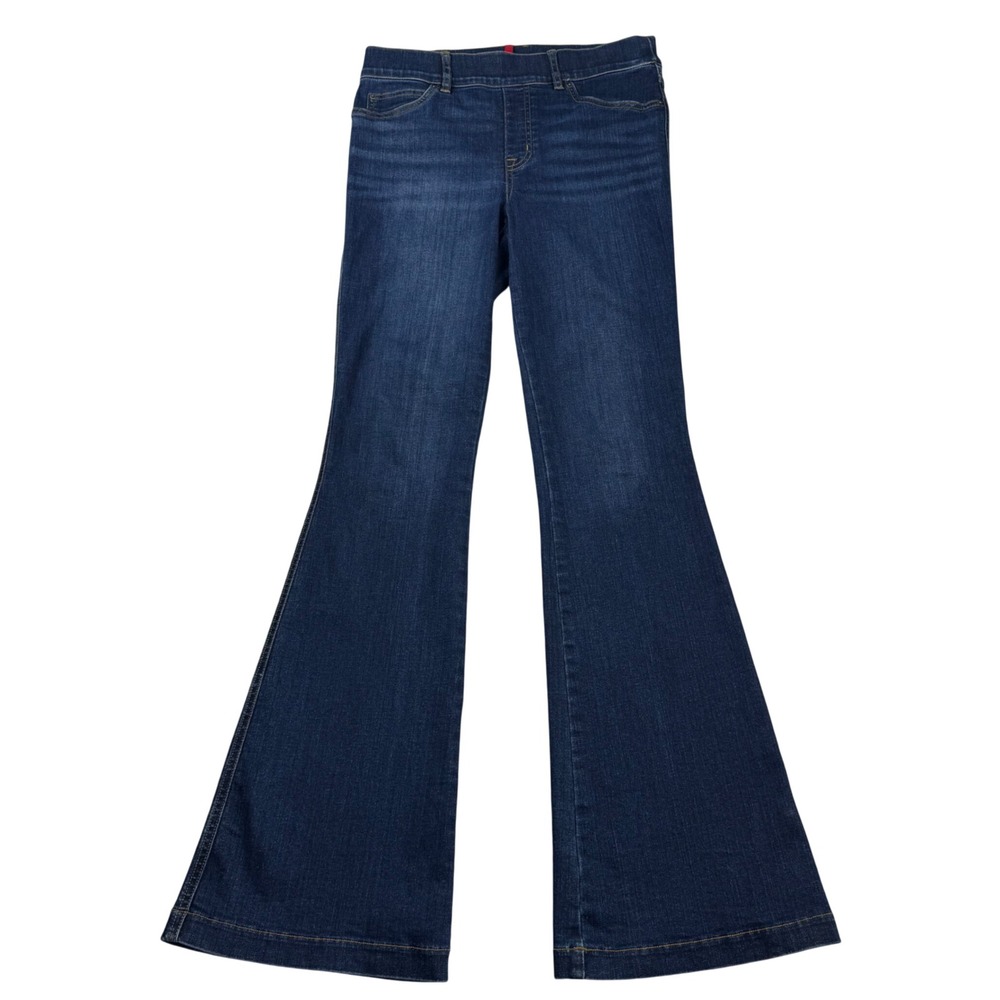 Spanx Flare Jeans Dark Wash Blue High Rise Pull On Stretch Denim 20327R Size M